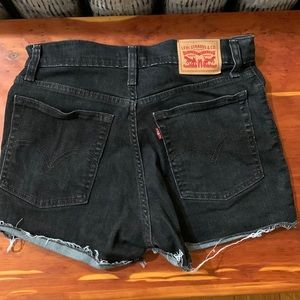 High Rise Black Denim Shorts